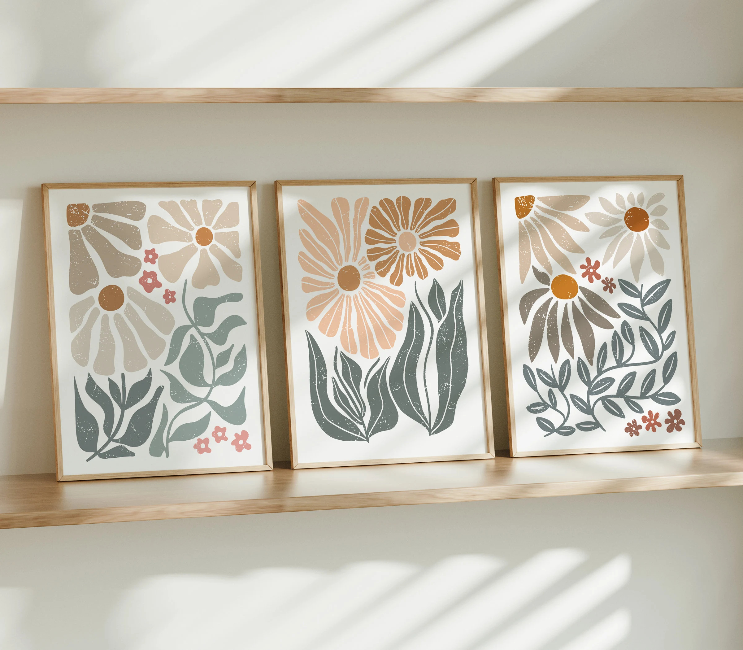 Abstract Canvas Set - Boho Abstract Floral Canvas Wall Art