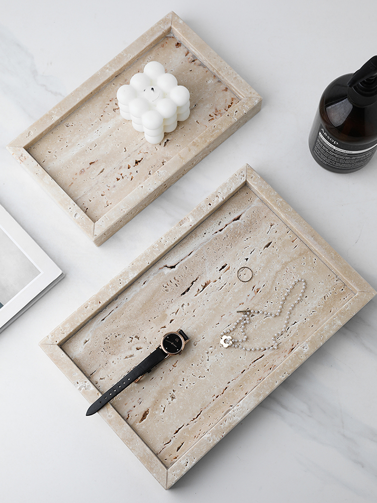 Travertine Tray Oval - Minimalism Marble Tray for Perfume Candles