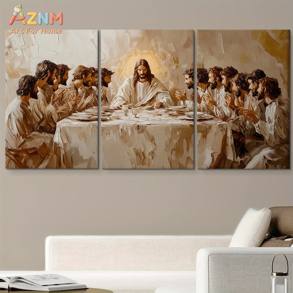 Abstract Canvas Set - 3PCS The Last Supper Abstract Oil