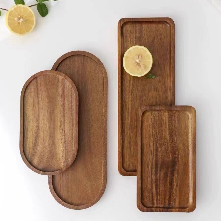 Travertine Tray Oval - Solid Wooden Tray Rectangular Plate Fruit