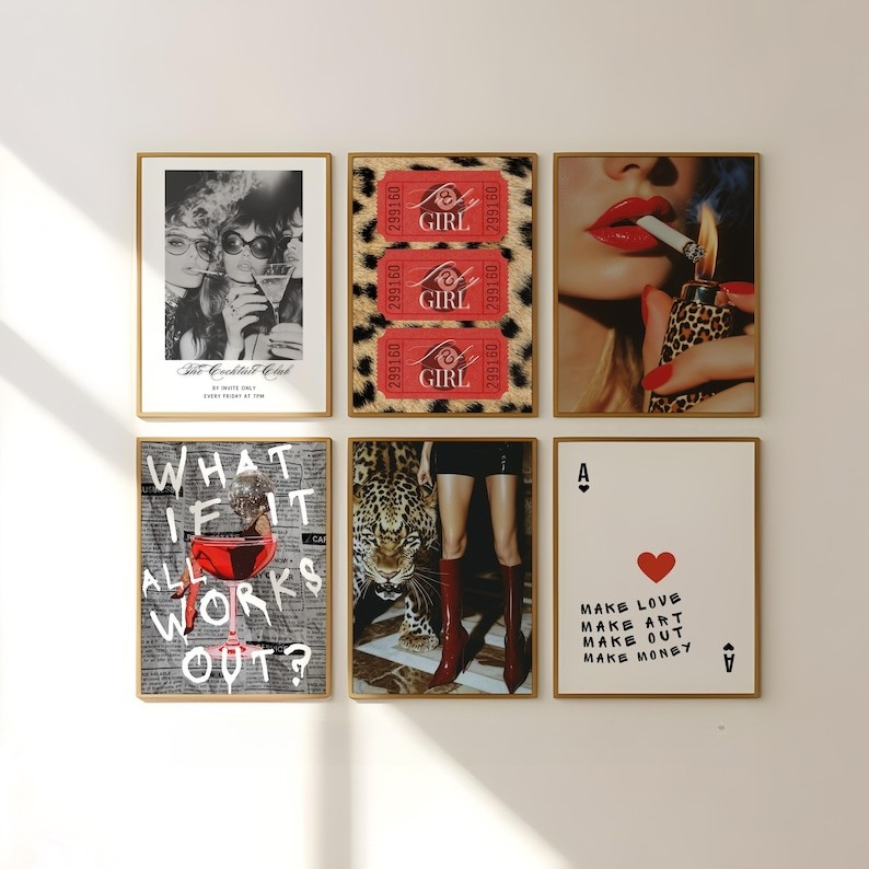 Abstract Canvas Set - 6pcs/set Fashion Leopard Print Magazine Cover