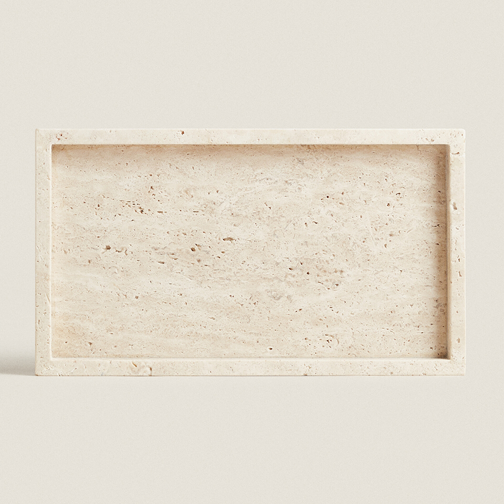 Travertine Tray Oval - Travertine Stone Bathroom Vanity Tray for