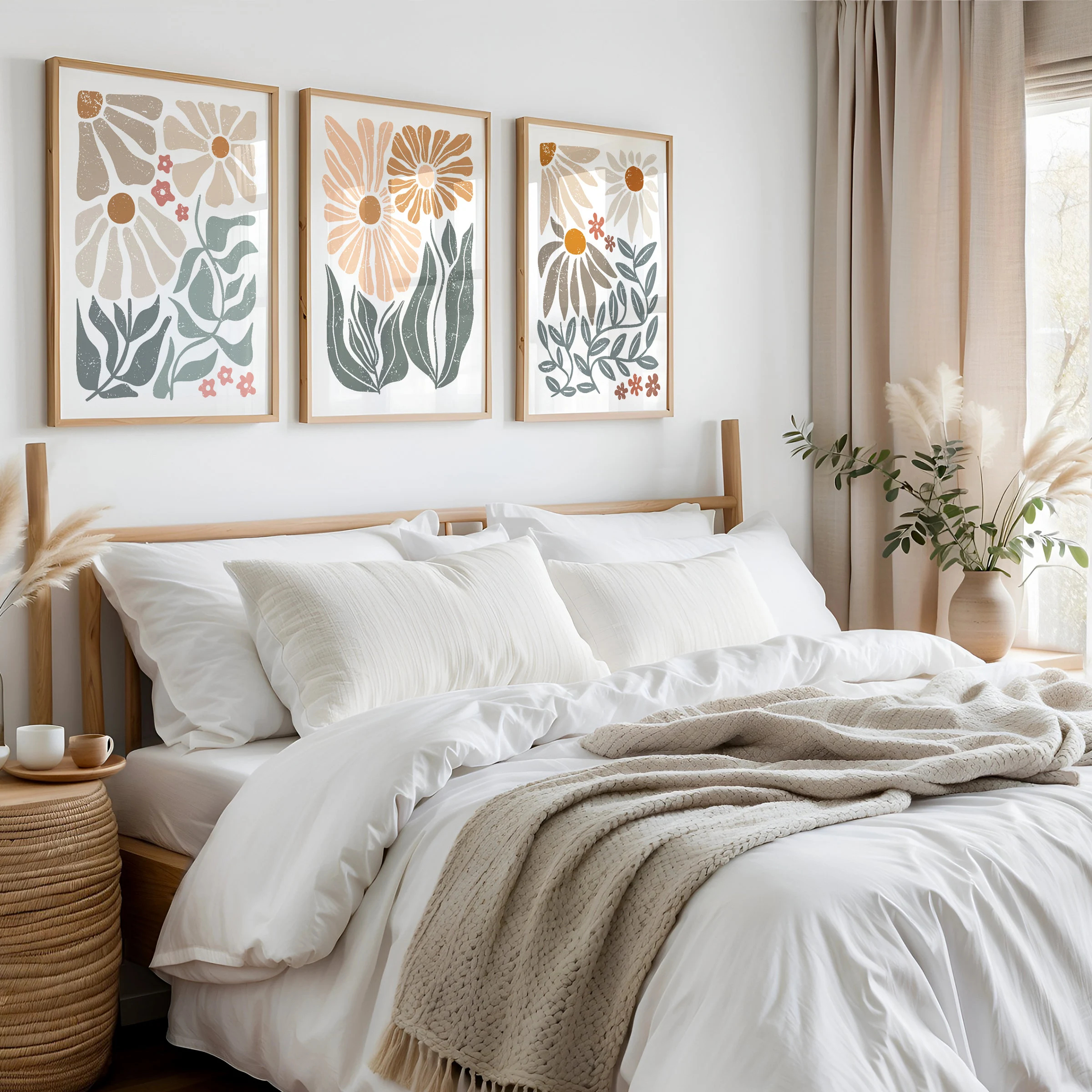 Boho Abstract Floral Canvas Wa - Abstract Canvas Set recensie en prijs
