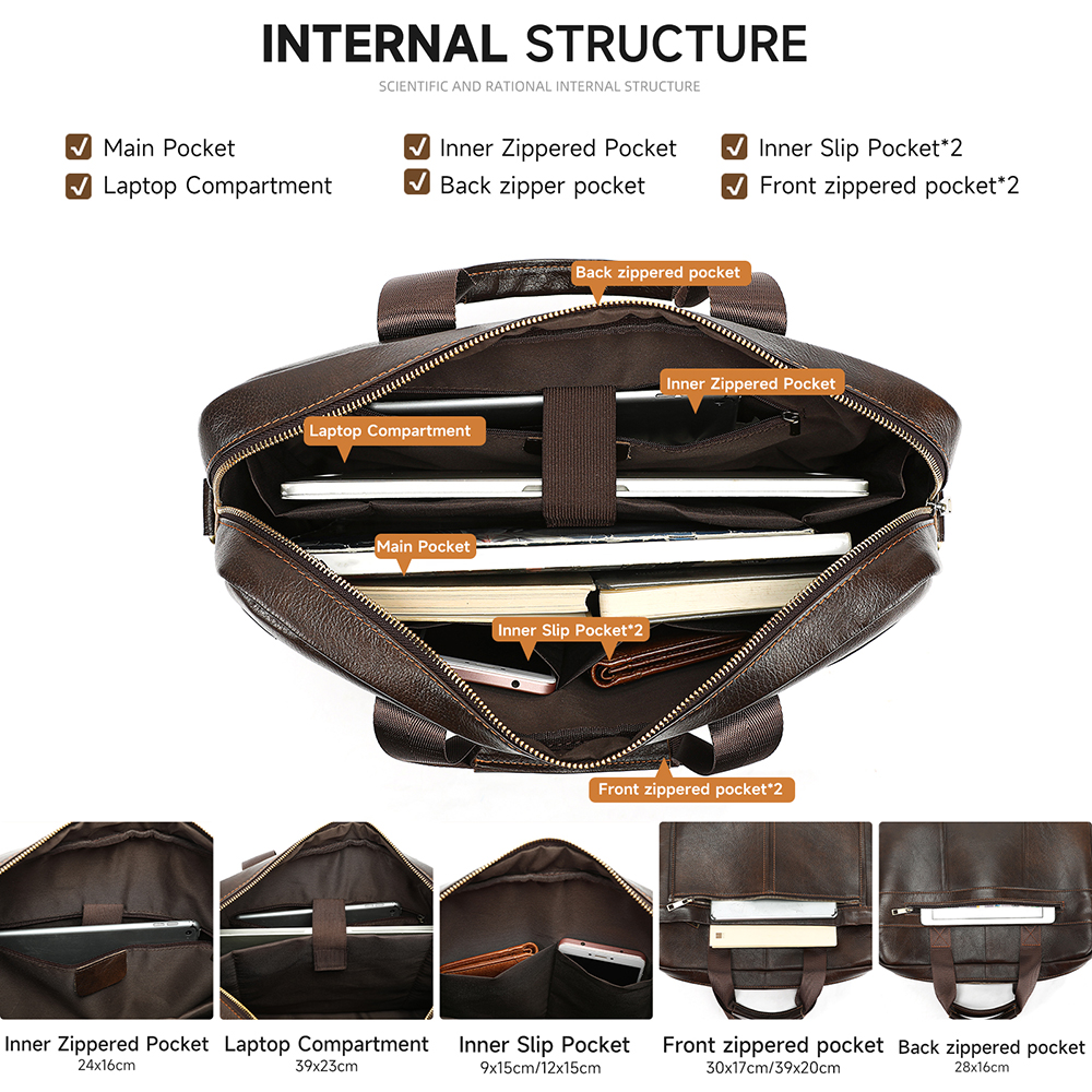 WESTAL 100% Leather Laptop Bag - Interior Design Documentation recensie en prijs