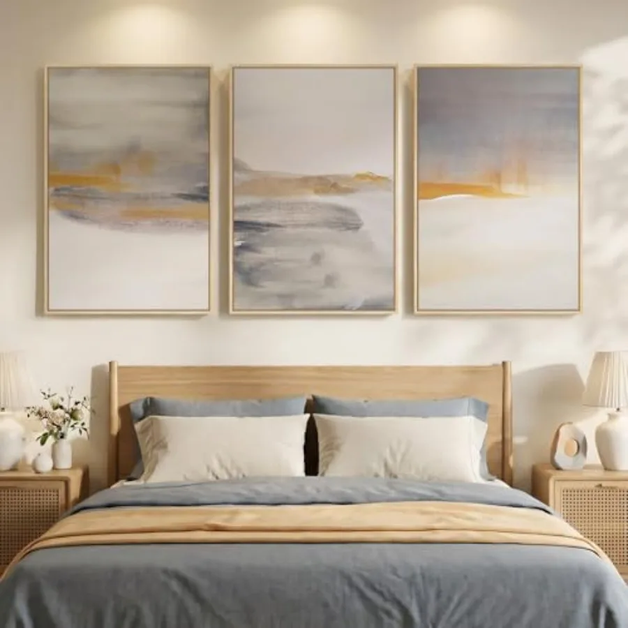 Framed Large Neutral Abstract  - Abstract Canvas Set recensie en prijs
