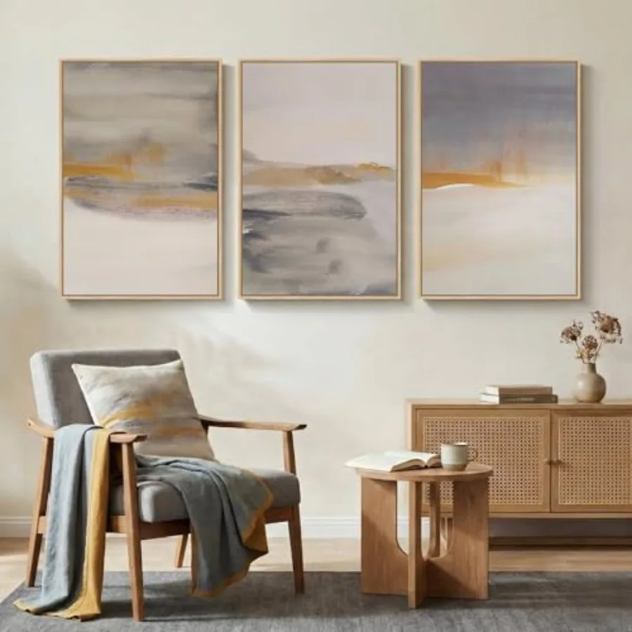 Framed Large Neutral Abstract  - Abstract Canvas Set recensie en prijs