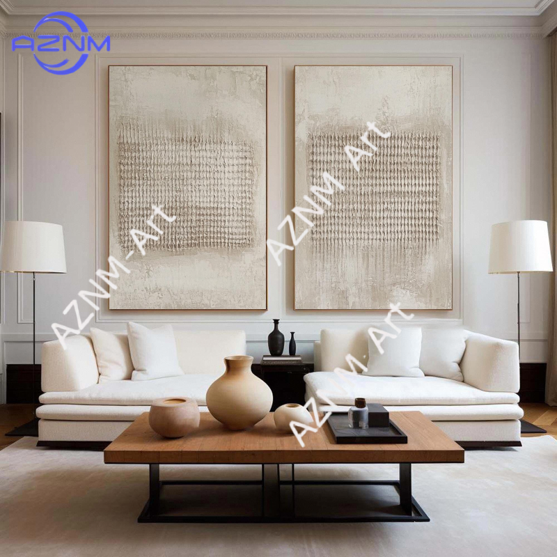 1/2Pcs Textured Beige Abstract - Abstract Canvas Set recensie en prijs