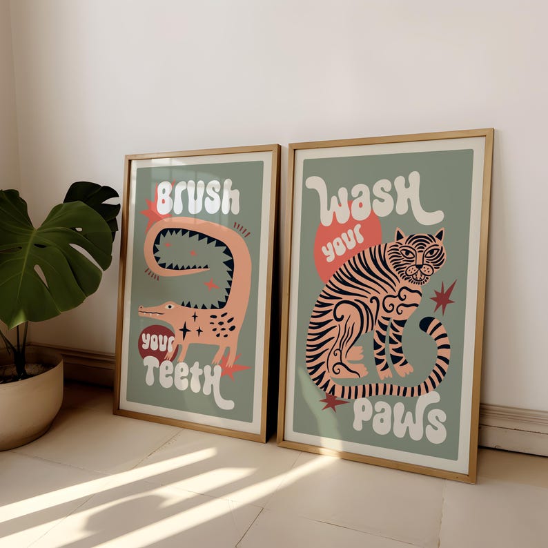 2pcs/set Tiger Wash Your Paws  - Abstract Canvas Set recensie en prijs